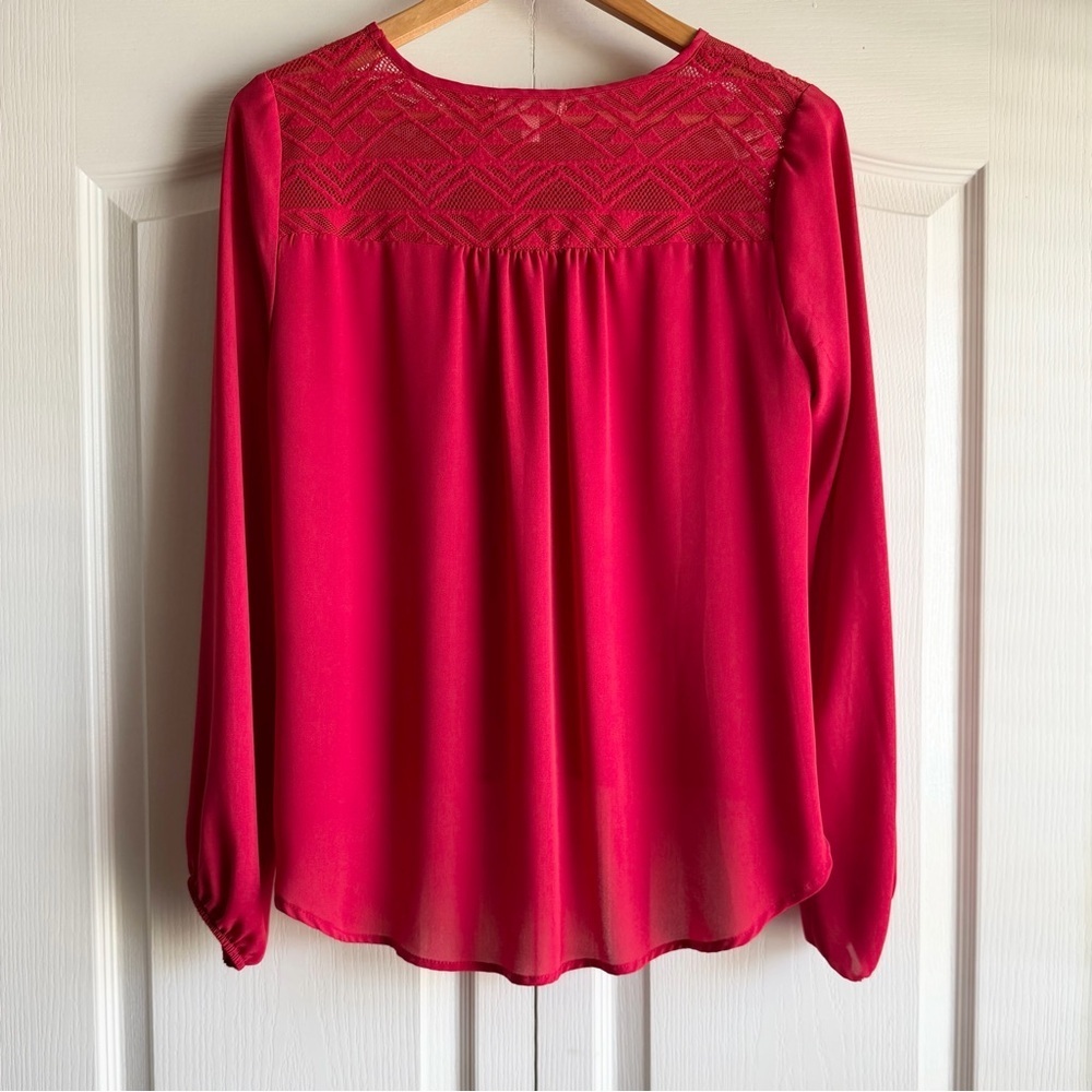 Meraki Lace Long Sleeve Satin Blouse - Picture 6 of 7